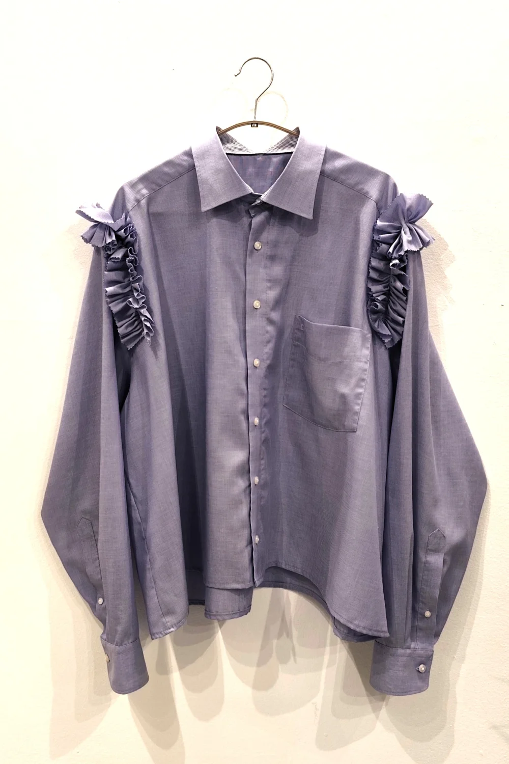 Koszula PIMPUŚ z falbankami lilakowa